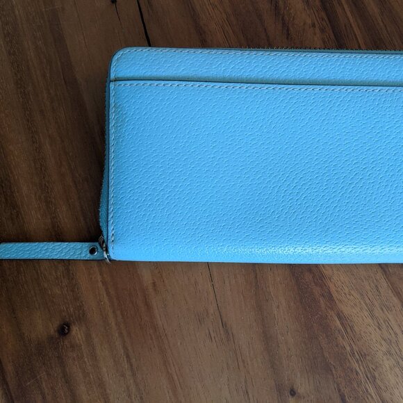 Kate Spade Mint Green Wellesley Zip Around Wallet 100% Cow Leather - Picture 3 of 5